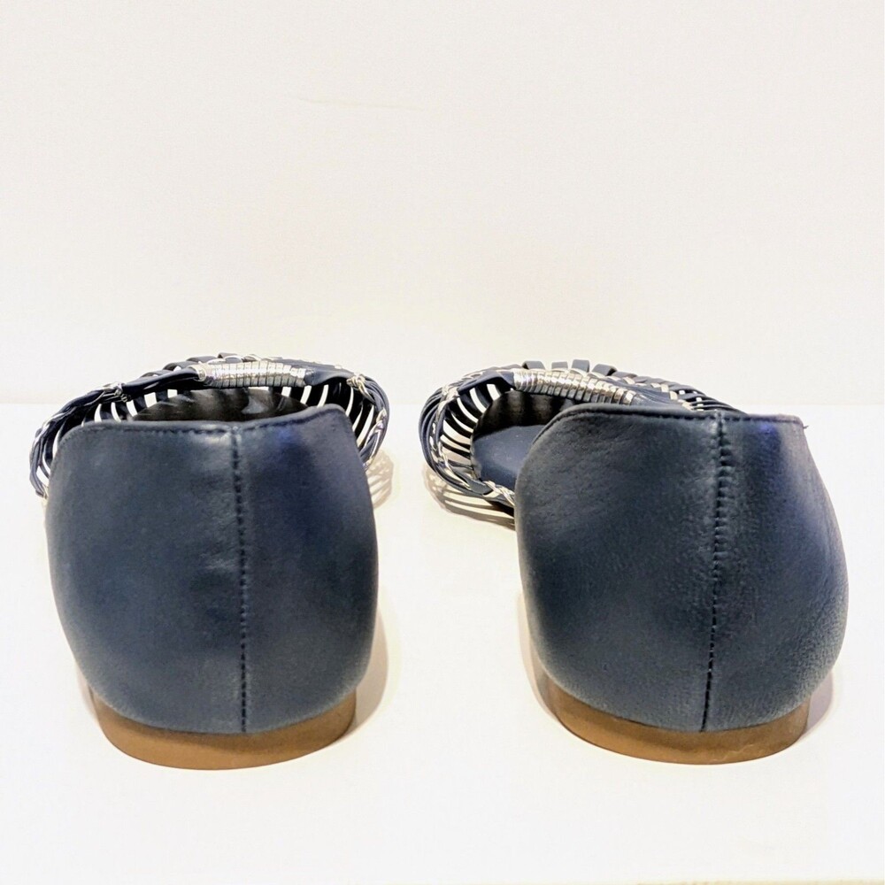 Fergie Nickel D'orsay Flats Blue Silver Pop Woven Leather Women's Shoes Size 8.5 - Picture 4 of 8